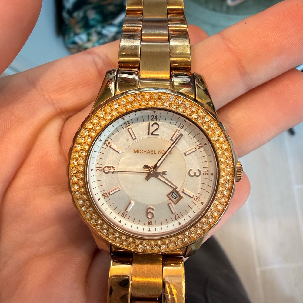 Michael Kors Rose Gold Crystal Bezel Watch